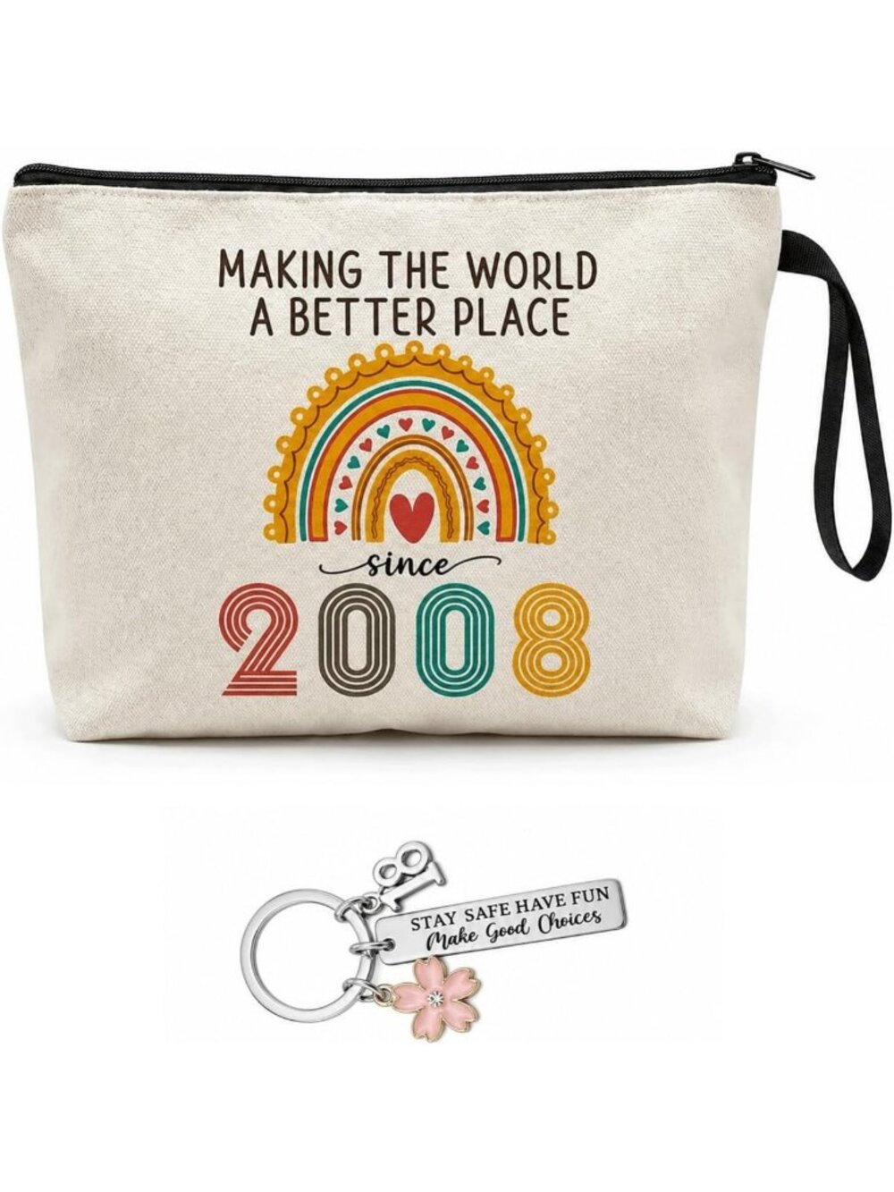 Chic 18th Birthday Gift Set: Makeup Bag & Keychain for Girls, Perfect for